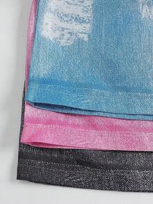 Girls Denim Effect Skirt, Ripped Bow Decor Skirt, Casual Sweet A-Line Skirt For Summer - Multicolor - View 4