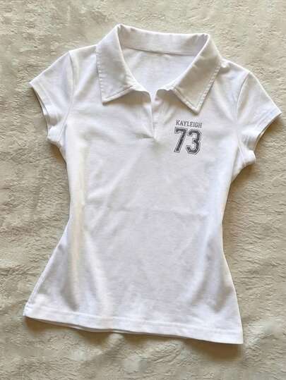 Áo polo cổ bẻ kiểu Y2K, áo croptop thời trang, trang phục mùa hè cho nữ, đồ đi biển thường ngày.