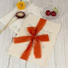 1/2 Roll Handmade Bohemian Edged Chiffon Ribbon - Orange, Suitable For Gift Wrapping, Wedding Invitations, Bridal Bouquets And Crafts, Decorative Ribbon, Soft Textured Silk - View 4