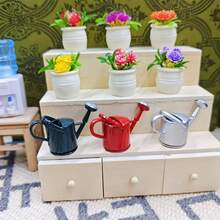 迷你園藝澆水壺模型，迷你鐵製澆水壺。復古花園裝飾，附開口與出水口，娃娃屋迷你園藝澆水壺模型飾品，適用於娃娃屋、景觀盒、小型花園場景，設計有趣，細節精緻 - 多色 - 查看 5