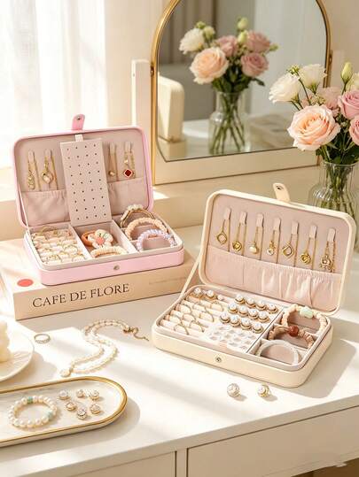 1pc Large Capacity Luxury Jewelry Storage Box, Jewelry Organizer Box, Cabinet Storage Box, Necklace Earring Bracelet Ring Jewelry Box, French Elegant Jewelry Box, High-End Multilayer Lockable Anti-Oxidation Jewelry Box, Jewelry Storage Case, Jewelry Tray, Jewelry Organizer Box, Portable Travel Jewelry Box, Gift For Girlfriend/Mom/Mother's Day/Best Friend/Birthday/Valentine's Day/Christmas