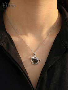 1 pieza Colgante de planeta con zirconia brillante tipo aurora, collar gargantilla de diseño exclusivo en color oro y plata, adecuado para uso diario y atuendos de moda - collar - Ver 3