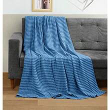Utopia Bedding - Cobija de algodón de punto gofre suave ligera transpirable para cualquier cama y para todas las estaciones 300 g/m2 Wedgewood tamaño 229 x 229 cm - Azul - Ver 5