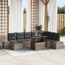 vidaXL Garten-Sofa-Set Mit Speicher 9 Pcs Grau Poly Rattan - 灰色 - 查看 1