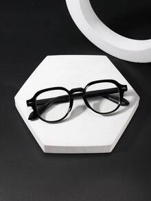 1pc Men's Geometric Frame Non-Prescription Glasses, Classic Bestselling Style With Rivets, Casual & Personalized, Suitable For Daily Outings, Commuting, Reading, Office And Campus Wear, With Glasses Case - Multicolor - View 6