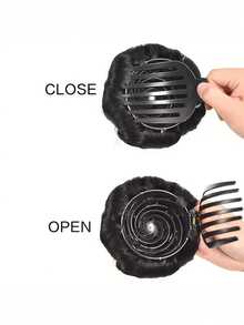 1 pieza Clip para el cabello con imitación de flor negra natural, Clip de flor de cabello sintético, Extensión de cabello, Pinza para moño, Clip de banana para el cabello - Negro - Ver 5
