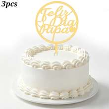 1pc/3pcs Set Golden Acrylic Cake Topper Set - Latin American Father's Day Mother's Day Party Supplies - Multicolor - View 12