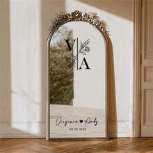 Customized Wedding Mirror Decal Stickers For Wedding Decoration - Personalized Name And Date In Asymmetrical Shape Vinyl Applicable For Wedding, Bridal Shower, Wedding Reception,Party Top Custom Stickers - Multicolor 2 - View 6