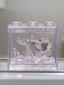 水族箱场景装饰 - 卡通美人鱼鱼尾，树脂材质，晶莹剔透，闪亮摆件，海洋主题浪漫ins风装饰，桌面摆件，节日装饰，礼品之选，室内美化，水族箱鱼缸装饰 - 歡樂水族 - 查看 5