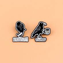 Ghim cài áo "XIN CHÀO BÓNG TỐI, NGƯỜI BẠN CŨ CỦA TA" - Ghim cài áo tráng men in câu nói hài hước về Dark Crow, phụ kiện trang sức thời trang, quà tặng. - màu đen - Xem 9