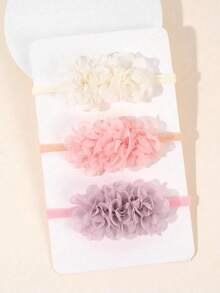 3件組雪紡花朵髮箍，可愛花朵髮箍適合嬰兒、幼兒、新生兒，純色彈性尼龍髮箍，柔軟舒適的日常兒童嬰兒髮飾 - 彩色 - 查看 12