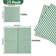 Green And White Striped Disposable Cocktail Dinner Paper Napkins,20pcs/40pcs/60pcs,2-Ply Classic Vertical Stripe Tissues,Thin Striped Dessert Napkin For Wedding, Bridal Shower, Birthday Party Tableware Supplies,13*13inch - View 9