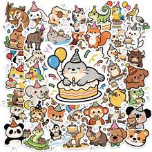 50pcs New Cartoon Animal Birthday Stickers, Waterproof Removable Luggage Decor Stickers - 50 New Animal Birthday Stickers - View 7