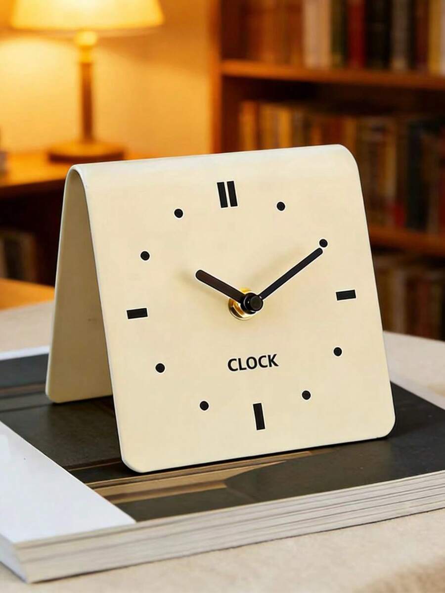1pc Creative Small Desk Clock, Modern Design Desktop Decor, Silent Clock, Student Bedroom Bedside Clock, Student Classroom Office Desk Decoration, Home Living Room Bedroom Wall Clock - Dial Clock - View 1