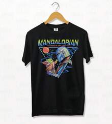 Easter Women's Summer Casual T-Shirt Remera Mandalorian Baby (Negra),Men's T-Shirt, Comfortable Short Sleeve Round Neck T-Shirt, Casual Outdoor Men's Short Sleeve Top, Summer,All Sizes Available,Family Matching Outfits Suitable For Outdoor Casual Wear In Summer - 黑色 - 查看 7