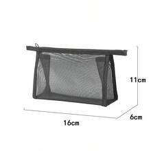 Ins Style Mesh Makeup Bag For Women - Large Capacity Portable Clear Cosmetic Pouch, Make Up Bag Toiletry Bag Cosmetic Bag Makeup Storage Travel - Black - View 8