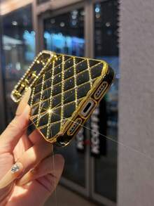 1pc Rhombus Rhinestone Electroplated Laser-Engraved TPU Phone Case Compatible With IPhone Waterproof Shockproof Anti-Fall Scratch Resistant - Multicolor - View 9