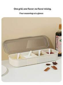Seasoning Box With Multiple Compartments, Kitchen Salt Jar Set For Home Use, Seasoning Jars With Spoons And Moisture-Proof Containers - Multicolor - View 9