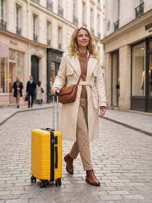 20 Inch 24 Inch 28 Inch Luggage Suitcase Carry On Cabin ABS Spinner Wheels Password Lock Lightweight 3 Piece Set Small Medium Large Holiday Travel - Yellow - View 2