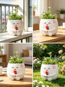 1pc Charming Mushroom Shaped Resin Planter, Suitable For Succulents And Small Plants, Great For Home, Office Or Garden Decor - Multicolor - View 11