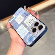 1PC 電気メッキ加工のファインマグネティックフォンケース ブルーハートクロスパターン ワイヤレス充電対応 快适なレンズ保護する 11-16シリーズ携帯電話用 - ブルー - チェックする 5