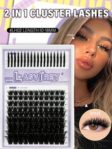 LASVIREY 13排漫畫風濃密5D仿貂毛睫毛簇 10-18mm混長單簇美杜莎睫毛 2款DIY C捲簇狀睫毛 奢華輕盈美杜莎睫毛 適合隨機風格與日常配戴 - C - 查看 4