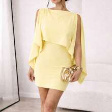 Dunas Strapless Dress And Cape Blouse Set - 鵝黃色 - 查看 8