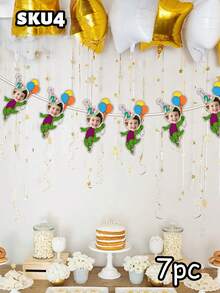 7/14/21pc Custom Face Barney Birthday Banner, Personalized Photo Party Garland,Barney Dinosaur Themed Party Decor | Birthday Party Supplies | Photo Booth Prop | Flags Funny,Personalized Gifts,Party Favors - Multicolor - View 13
