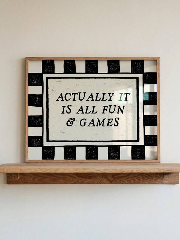 1 pieza, Arte de pared de lienzo, Decoración de pared enmarcada, "Todo es solo un juego", Decoración de pared con cita divertida, Pósteres con tipografía llamativa, Impresiones de citas con estilo, Arte a cuadros en blanco y negro, Decoración del hogar, Decoración de habitación, Decoración de apartamento, Decoración de dormitorio, Decoración de sala de estar, Mejores regalos para amigos, Regalos de inauguración de la casa, Decoración del Día de la Madre, Pósteres del Día del Padre, Regalos de boda, Pósteres escolares