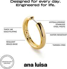 Earrings For Women - Hypoallergenic Water-Resistant Tarnish-Free Chunky Earrings For Women - 14K Gold Plated & Silver Rhodium Plated Hoops - Small, Medium & Large Size - Gold - Large - View 3