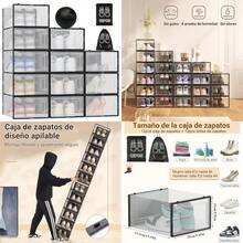 Juego de 12 Cajas para Zapatos Plástico Transparentes con 12 Fundas Antipolvo - Multiusos para Sala Dormitorio Clóset - Ver 1