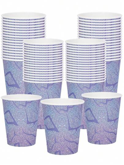 10个/20个/50个装紫色闪电一次性纸杯，炫彩闪光派对杯，适用于生日、婴儿派对、婚礼、毕业典礼等场合，男女皆宜，可盛装冷热饮品。