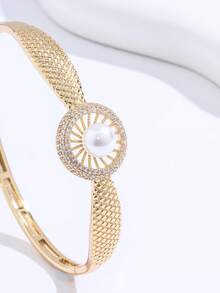 Bộ vòng tay và nhẫn hình trái tim sang trọng đính đá lấp lánh, kiểu dáng thanh lịch phù hợp cho công sở, trang sức cao cấp đa năng. - Phong cách cổ điển thanh lịch - Xem 2