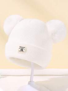 Set de 5 en 1 de gorro y guantes para bebé en otoño/invierno, gorro de punto con doble pompón, adecuado para bebés de 0 a 36 meses, a juego con todos los atuendos, para uso diario y como regalo - Multicolor - Ver 11