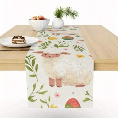 1 chiếc khăn trải bàn họa tiết cừu và hoa, làm từ 100% polyester, có nhiều kích cỡ, có thể giặt máy, chịu nhiệt, chống bám bẩn, dễ lau chùi. Thích hợp để trang trí lễ Eid Al-Adha, các bữa tiệc ngày lễ, làm quà tặng, trang trí nhà cửa và trang trí nội thất.