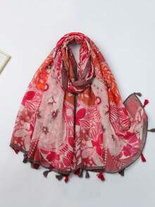 1 chiếc khăn vuông đa năng in hình hoa và chó dành cho nữ, thích hợp mang theo khi đi du lịch hoặc chống nắng. - Nhiều màu - Xem 3