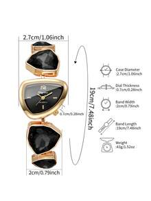 1pc Women's Fashion Personalized Creative Exquisite Elegant Quartz Bracelet Watch (1pc/Set), Watch Box Not Included - Black - View 3