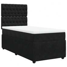 vidaXL Boxspringbett mit Matratze Schwarz 90x190 cm Samt - Noir - Voir 2