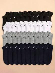 20 đôi tất cổ ngắn màu đen trắng xám thời trang đơn giản dành cho nữ - Nhiều màu - Xem 1
