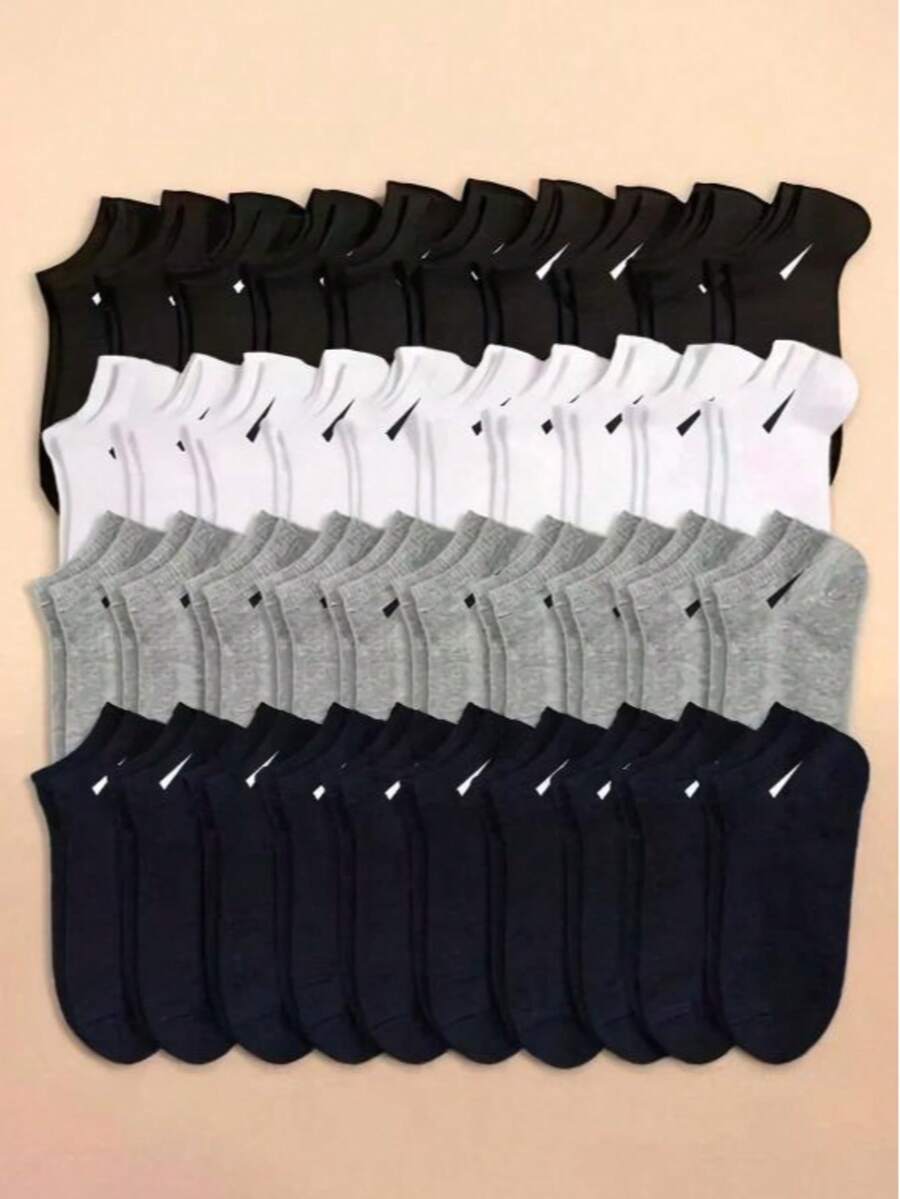 20 đôi tất cổ ngắn màu đen trắng xám thời trang đơn giản dành cho nữ - Nhiều màu - Xem 1