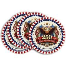 250周年纪念鹰图案餐垫，2-4-6-8件套，红白蓝爱国主题，1776-2026庆典餐垫，直径14英寸 - 彩色 - 查看 10