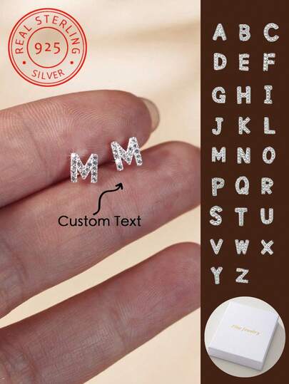 1 Đôi bông tai chữ cái sang trọng thời trang bằng bạc sterling 925, gồm 26 chữ cái, thích hợp cho nữ giới đeo hàng ngày, làm quà tặng ngày lễ, trang trí tiệc, trang sức quyến rũ.