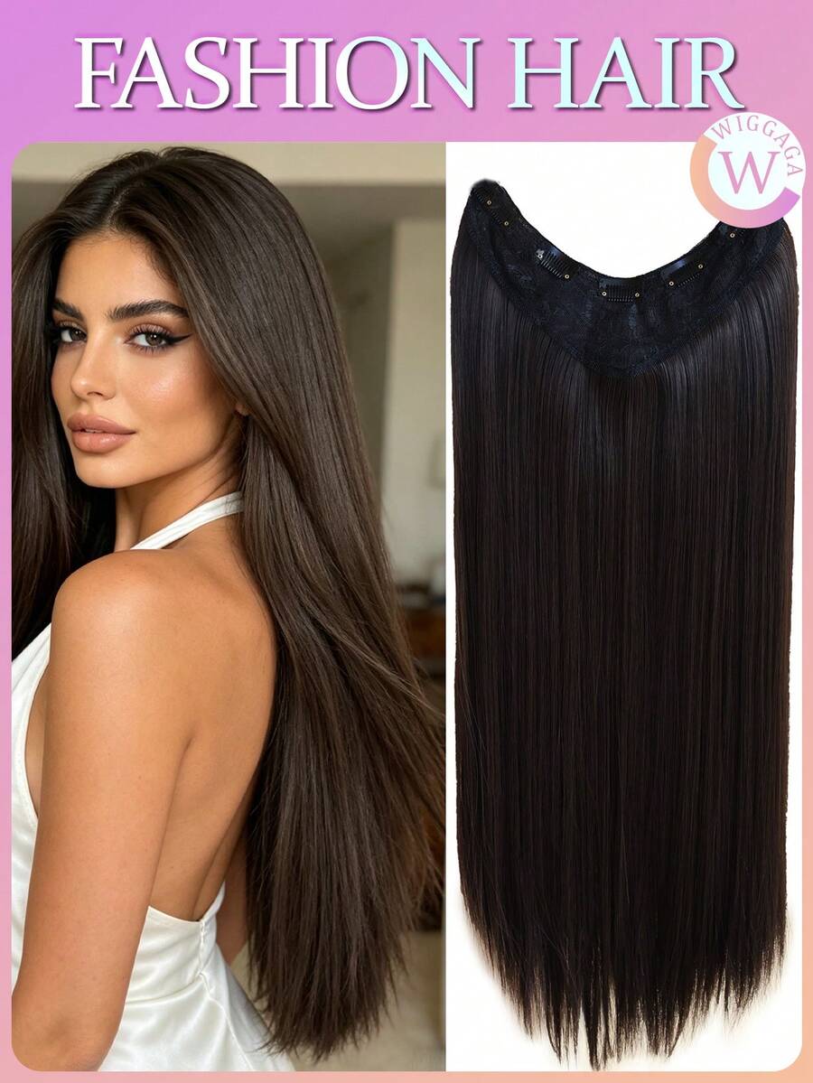 WIGGAGA 26 Inch Long Straight 5 Clip-In Hair Extensions, Women Girls Summer Vacation & Valentine's Day Outfit - Brown - View 1