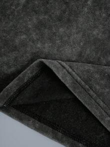 Disney 迪士尼女士休闲复古米奇、布鲁托、高飞卡通鸭印花水洗短袖T恤，适合户外穿着，女士上衣，夏季服装 - 黑色 - 查看 4