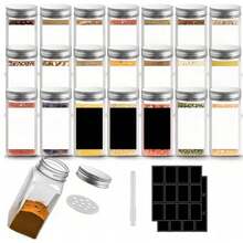 12/24pcs 5.6oz (Approx. 160g) Square Plastic Spice Jars, Reusable Plastic Seasoning Containers With Airtight Lids, Label Papers And Pens, Salt And Pepper Shakers, Spice Jars, Sealed Jar Set, Suitable For Outdoor Dining, Spices, Herbs, Powders And Glitters - Multicolor - View 2