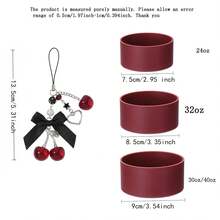 Black Cherry For Water Bottle 24oz, 30oz, 32 Oz, 40 Oz, Black Red Cherry With Cute Cherries And Bow Pendant - Perfect Accessories For Tumbler | For Decor Gift - Burgundy - View 3