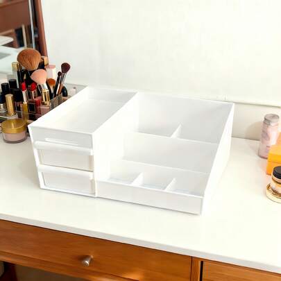 抽屉式收纳盒，可高效收纳化妆品、精致饰品等各种物品。适合作为情人节、母亲节、妇女节、劳动节、圣诞节等节日的礼物。