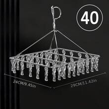 Stainless Steel Multi-Clip Drying Rack - Space-Saving Indoor/Outdoor Drying Rack, Sturdy Reinforced Household Sock Clip Drying Rack, Suitable For Balcony, Bathroom And Laundry Room - Easy To Clean Rust-Proof, Apartment Living Essential, Compact Laundry Storage, Balcony Drying Rack, Fixed Clothes Drying Rack, Heavy Duty Drying Rack - Silver - View 10