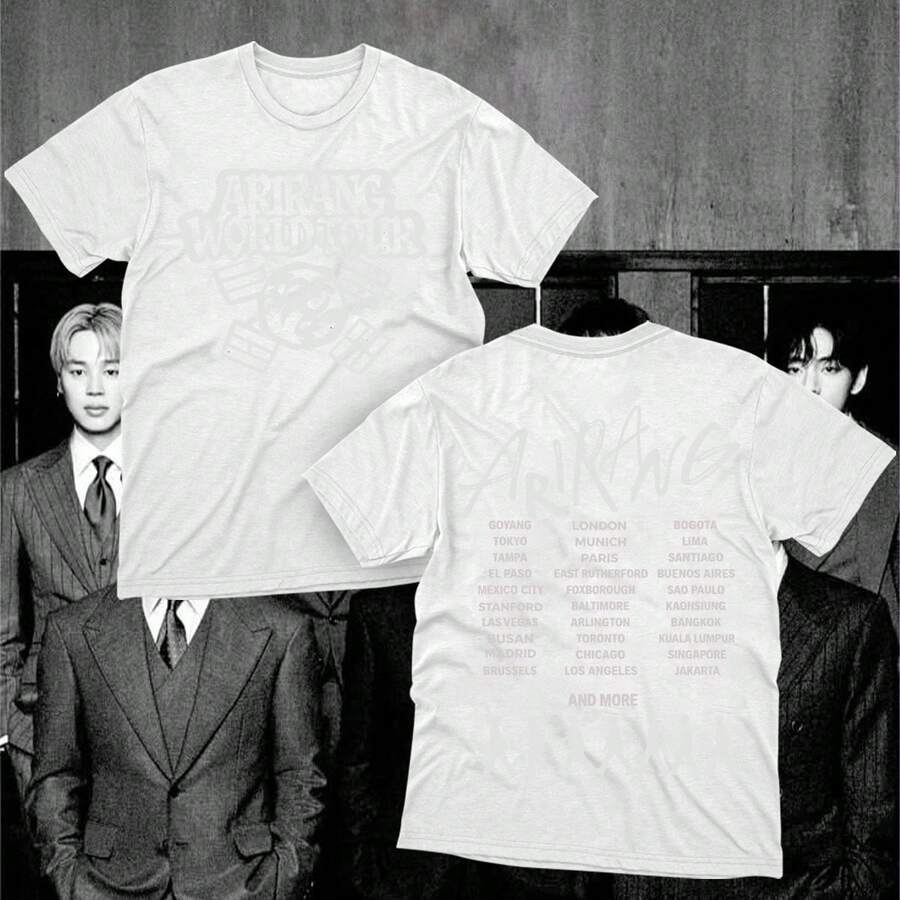 Arirang Tour South Korea T-Shirt, Front And Back, 100% Cotton - 白色 - 查看 1