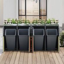 Garbage Can Storage Box, Ventilation Opening With Louvers, Lockable, Planting Area - 4 Doors - View 6